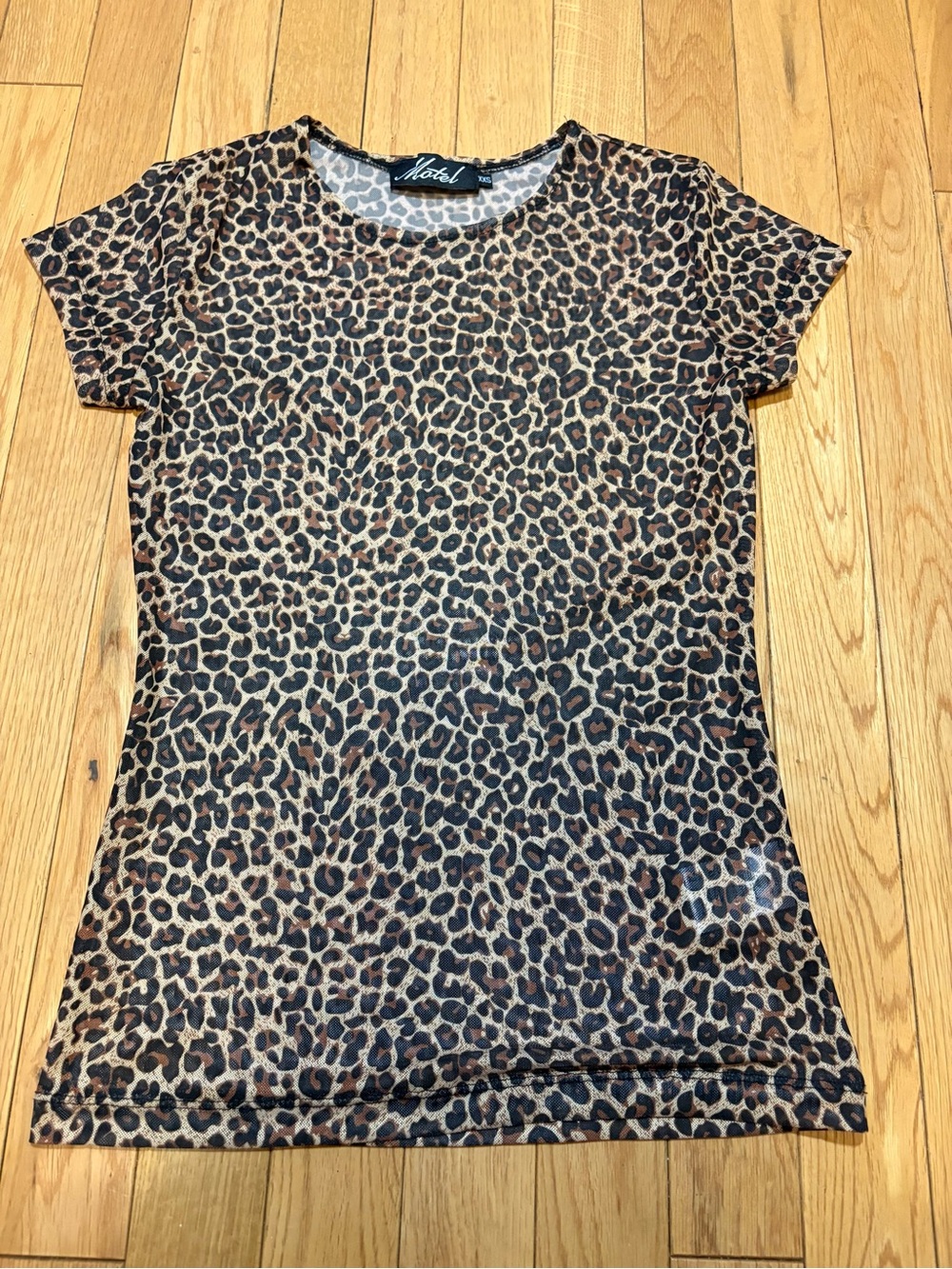Motel Rocks Leopard Print Short Sleeve Tee - Tan & Black